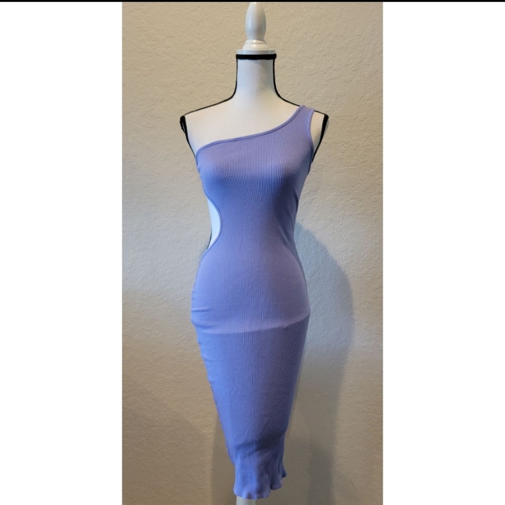 Lilac One Shoulder Cut Out Dress
